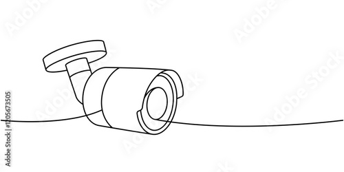 Video spy camera one line continuous drawing. Video surveillance. Vector illustration