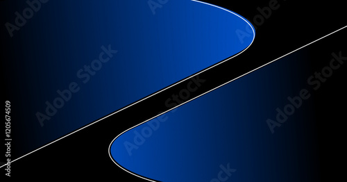 Abstract design featuring a deep black background with sleek blue geometric shapes, creating a modern, futuristic, and elegant composition. Perfect for digital artwork, creative projects, and technolo