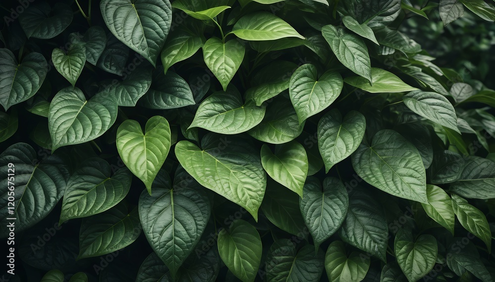 Obraz premium Lush Green Foliage: A Stunning Display of Verdant Heart-Shaped Leaves