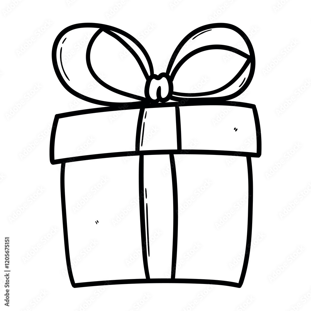 Hand drawn doodle closed gift box on white background. Hand drawn doodle closed gift box on white background.
