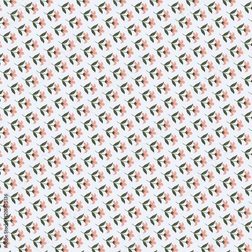 Minimalist floral pattern with small pastel colored flowers. Perfect for textile designs, wallpapers or as a backdrop for elegant and vintage designs