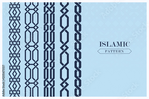 Islamic geomrtric pattern, arabic decorative frame and seamless borders.