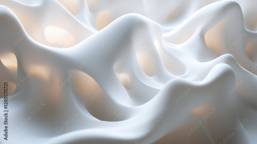 Obraz premium Smooth texture based abstract pattern featuring flowing shapes and light emitting holes