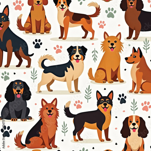 seamless pattern with dogs