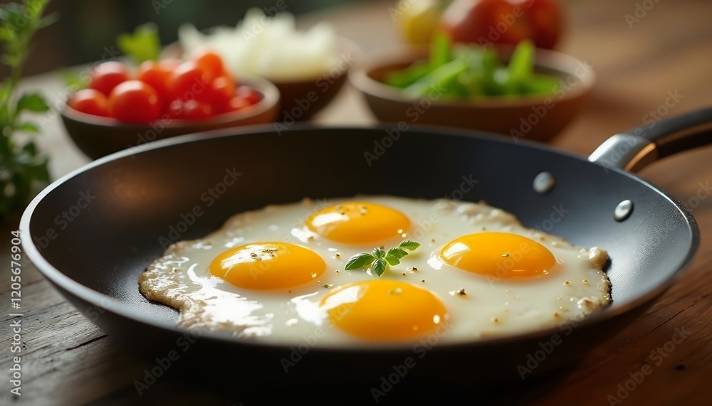 Delicious Sunny-Side Up Eggs in a Pan: A Perfect Breakfast Delicious Sunny-Side Up Eggs in a Pan: A Perfect Breakfast