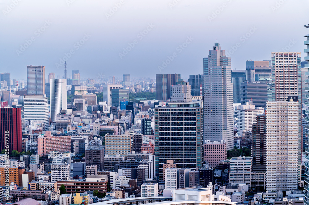 Cityscapes of tokyo sun rise winter, Skyline of Tokyo, office building and downtown of tokyo in minato, Japan, Tokyo is the world's most populars metropolis and centers for world business.