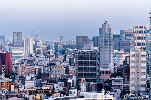 Obraz na płótnie Cityscapes of tokyo sun rise winter, Skyline of Tokyo, office building and downtown of tokyo in minato, Japan, Tokyo is the world's most populars metropolis and centers for world business. w salonie