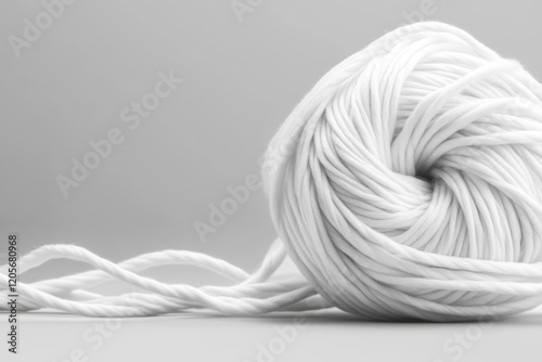 A simple icon of yarn unwinding in a clean spiral, rendered in monochrome with a soft shadow for depth