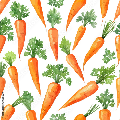 Carrot, hand drawn watercolor Carrot set on white background. Vegetable vector illustration. Pattern watercolor fruit.