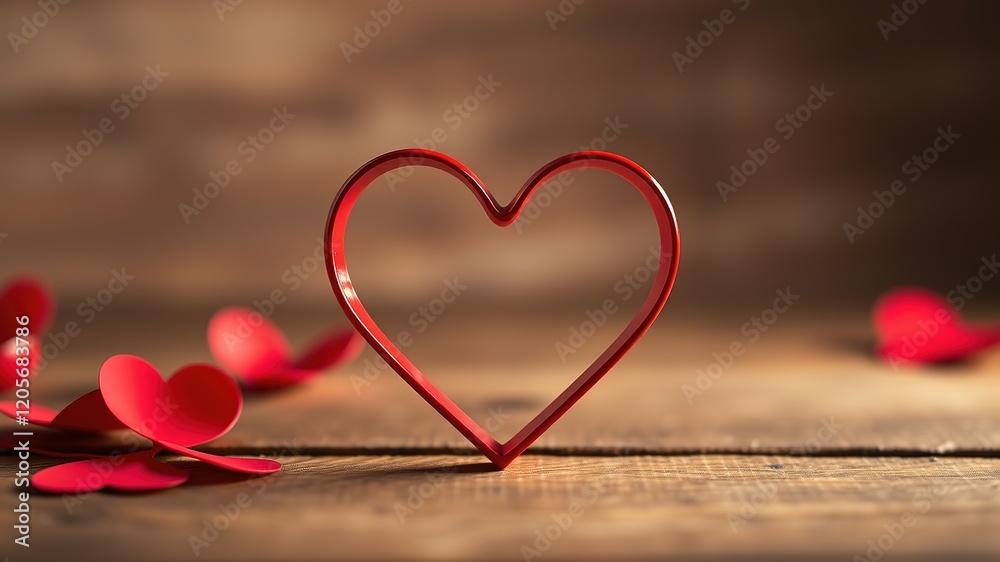 Fototapeta premium Heart on Wood, Red, Vivid, Depth, Mood, Lighting