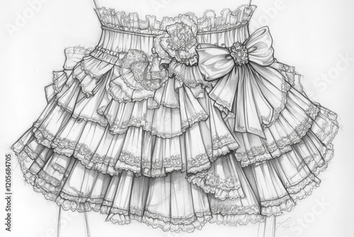 Black Pencil Drawing - Skirt