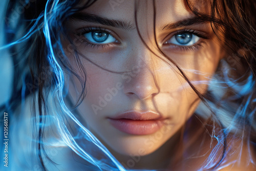 Girl On Abstract Background