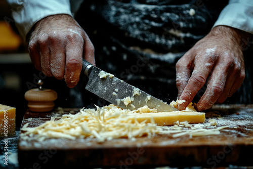 Person Cutting Cheese