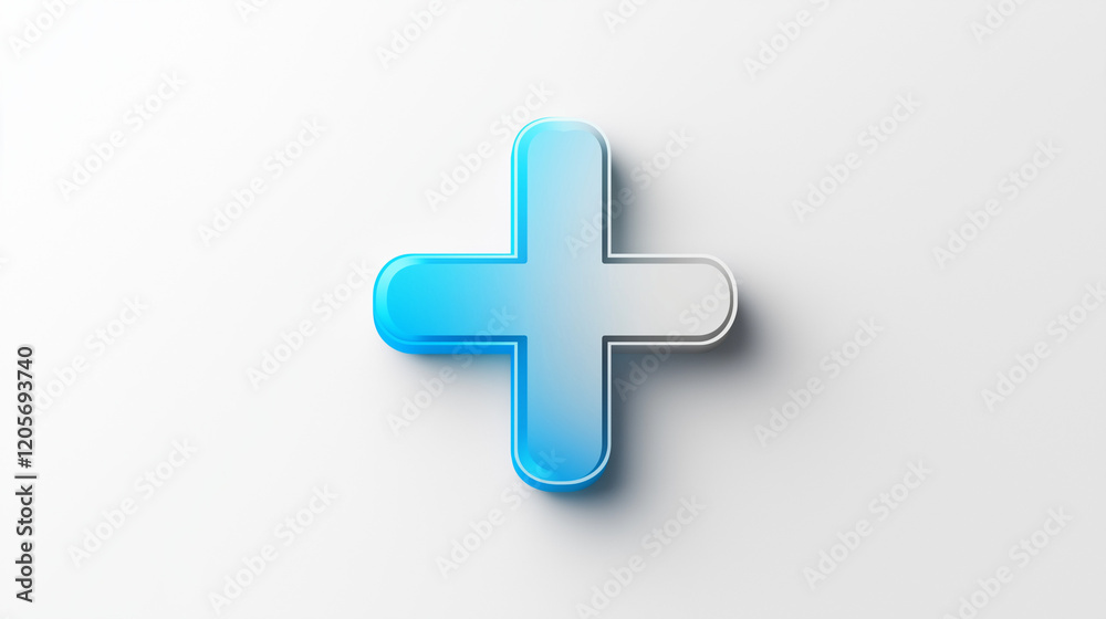 Modern and minimalistic medical cross logo with soft blue and white gradients Modern and minimalistic medical cross logo with soft blue and white gradients