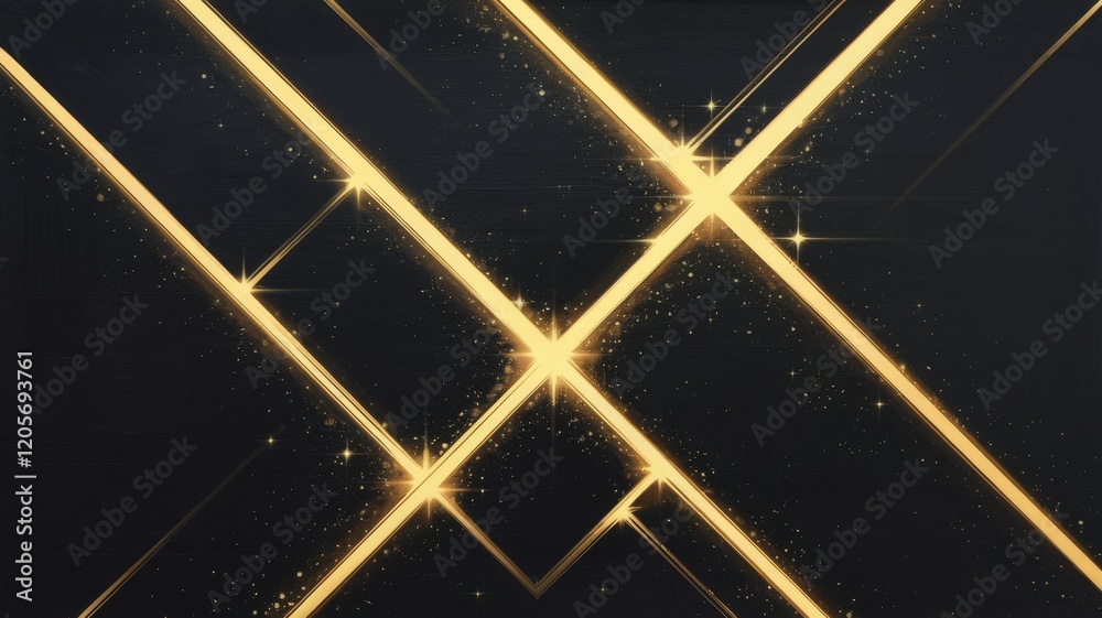 Obraz premium Golden Lines Intersecting on Dark Textured Background