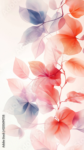 Modern watercolor floral illustration, delicate petals and leaves with soft gradients