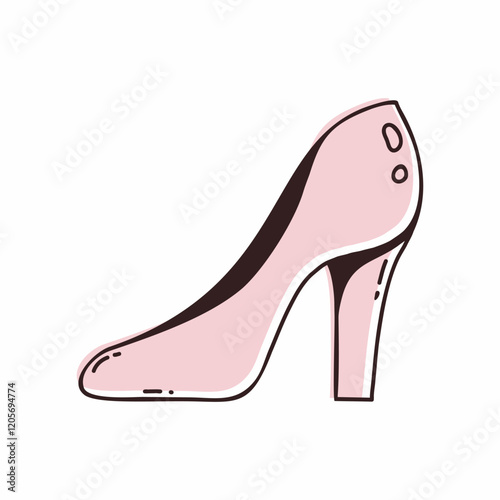 Cute pink women high heeled shoe. illustration for design of postcards.