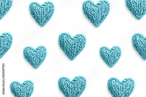 Seamless pattern of turquoise hearts with a Norwegian-