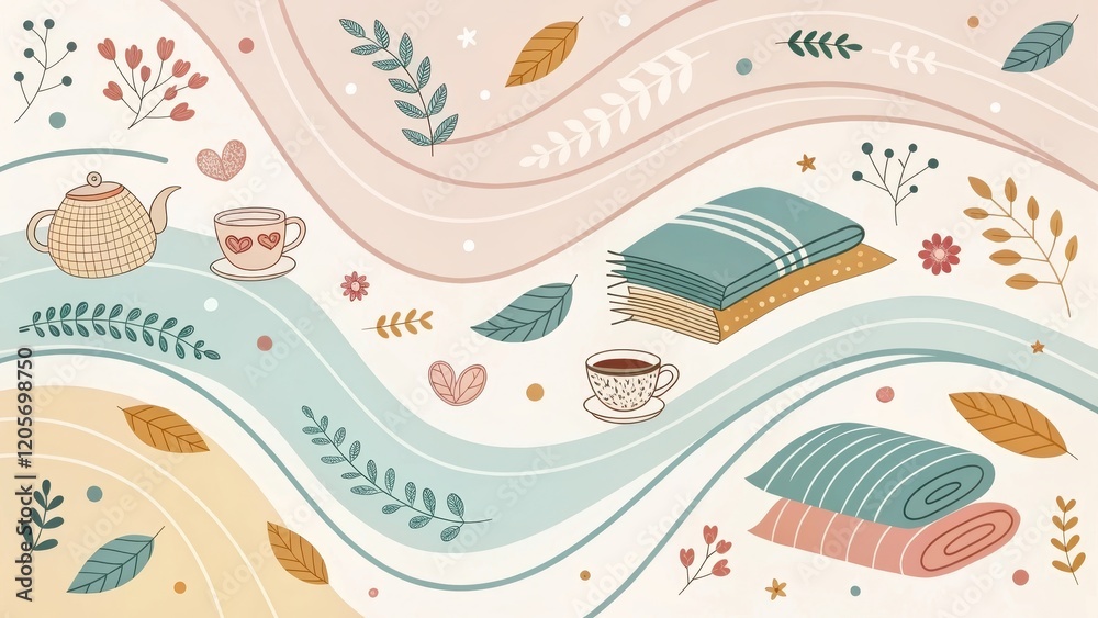 Naklejka premium Cozy Autumn Elements Enhance Modern Office Meeting