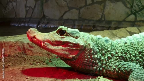 African dwarf crocodile, its scientific name is Osteolaemus tetraspis photo