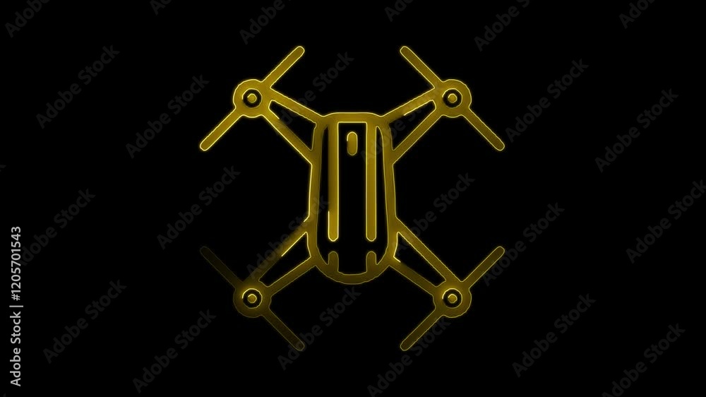 Coloerful neon icon Drone Flying In Mid-Air In Cloudy in the flying. Black background neon icon Coloerful neon icon Drone Flying In Mid-Air In Cloudy in the flying. Black background neon icon