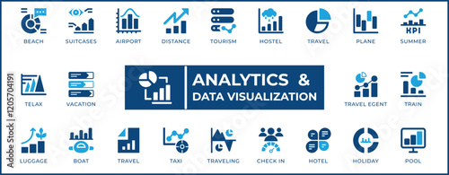 Analytics & Data Visualization Icon Set. Features editable icons for data analytics, charts, graphs, dashboards, KPIs, and more. Perfect for data analysts, data scientists, and businesses.