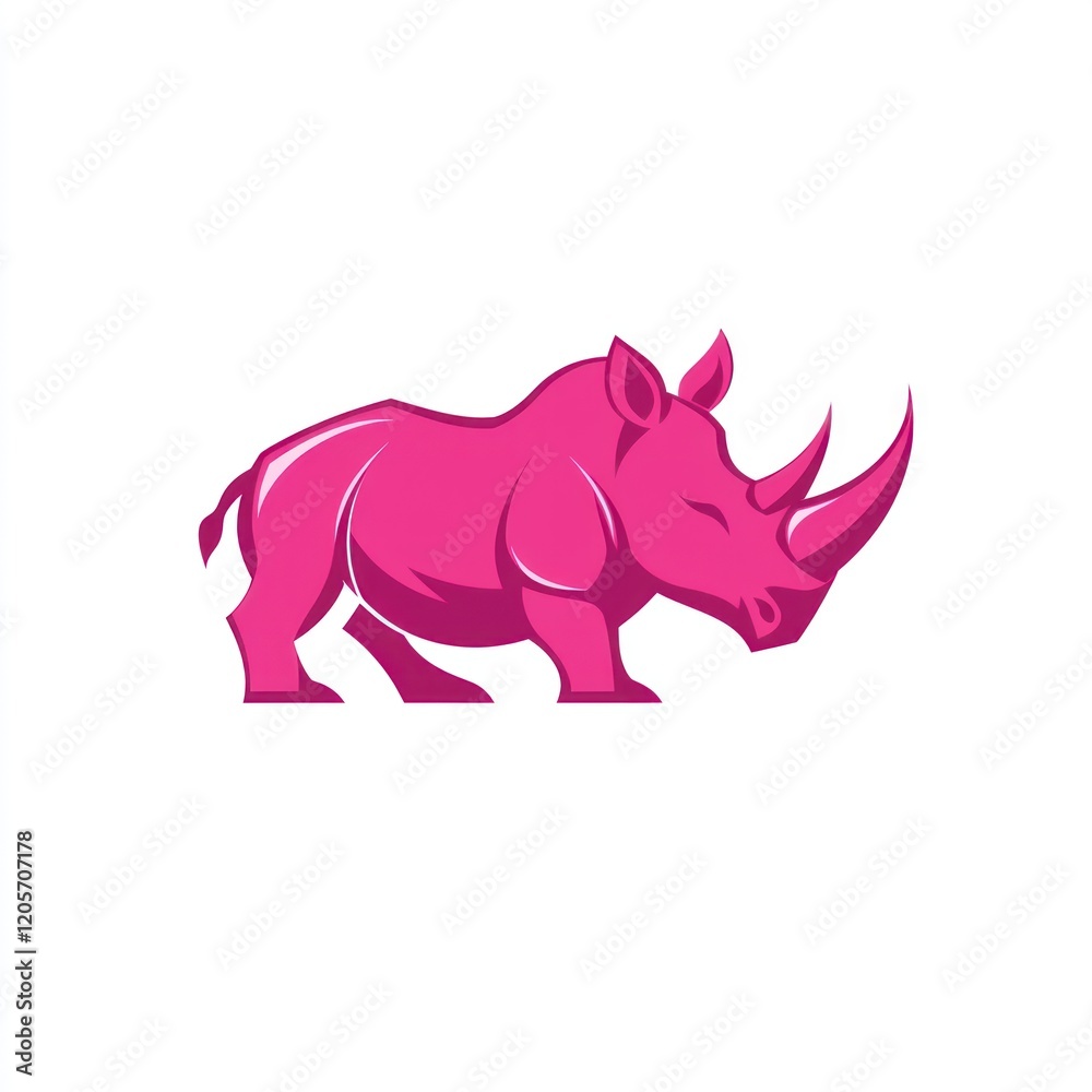 Pink rhino illustration, side view, white background, mascot design Pink rhino illustration, side view, white background, mascot design