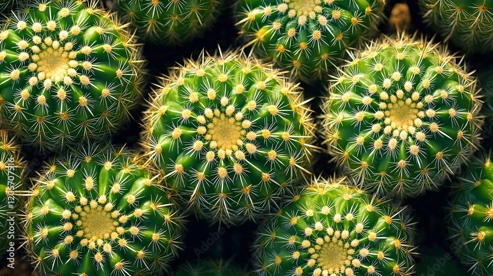 Green Cactus Plants Close Up View Showing Spines Green Cactus Plants Close Up View Showing Spines