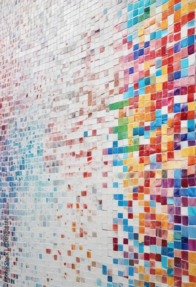 Fototapeta premium Multicolored halftone mosaic on white background, pattern, background, texture