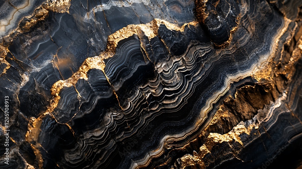 Fototapeta premium A Close-Up of a Black Onyx Stone with Polished Surface 