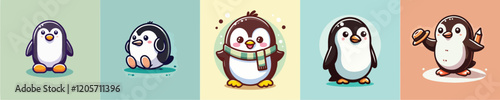 Collection of cute penguin vectors