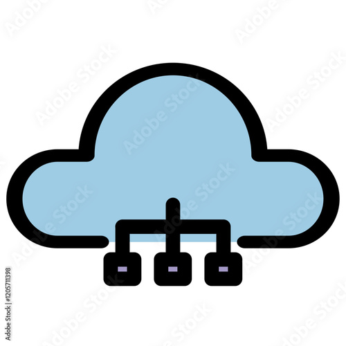 Cloud computing symbol - Cloud computing, cloud infrastructure, technology and network icon.