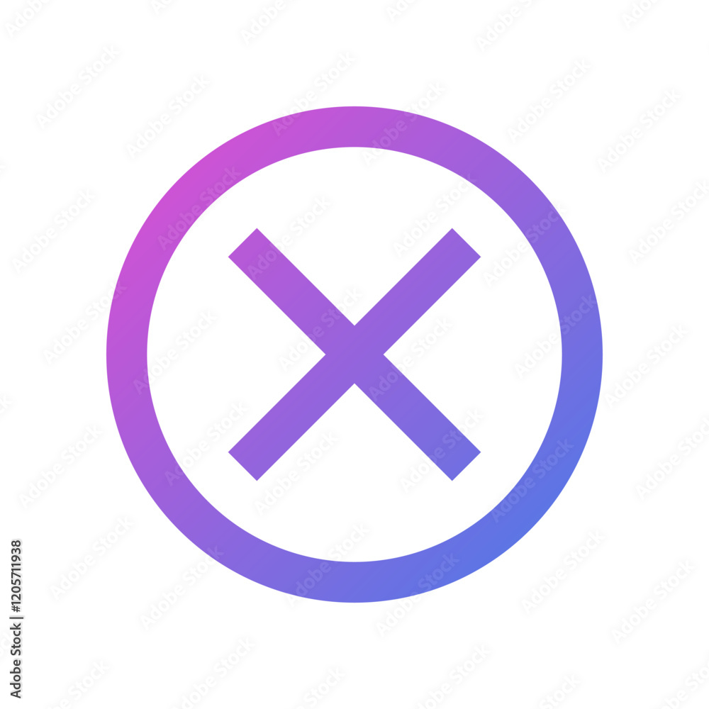 Cross or false vector icon, flat design X symbol.