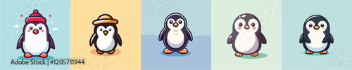 Collection of cute penguin vectors