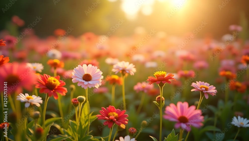 A garden of flowers shimmering in the warmth of the sun.
A garden of flowers shimmering in the warmth of the sun.