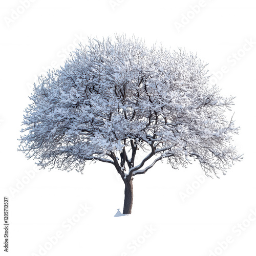 tree covered in snow isolated on transparent background