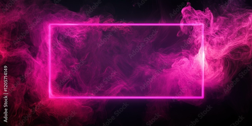 custom made wallpaper toronto digitalA hollow neon rectangle glowing in a rich magenta hue, surrounded by a faint electric aura on a matte black background