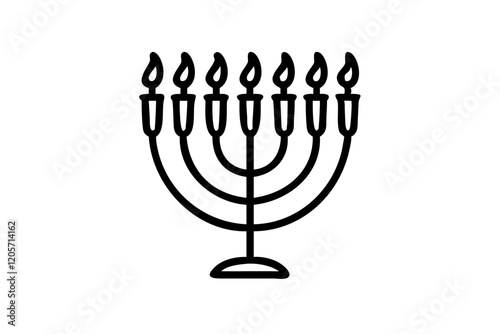 Jewish Menorah Vector Illustration on White Background
