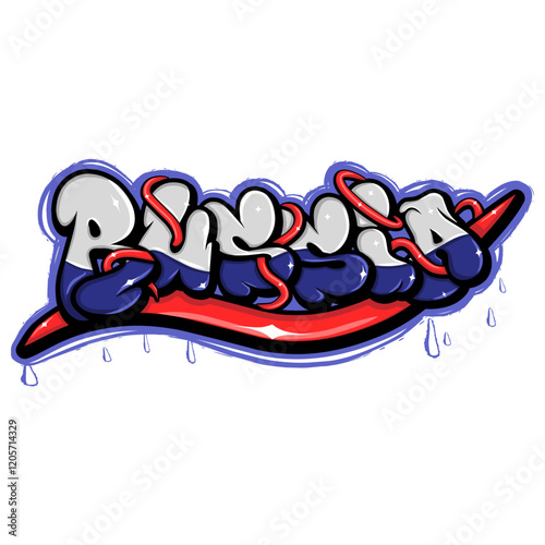 russia country flag in graffiti art style