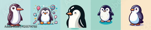 Collection of cute penguin vectors