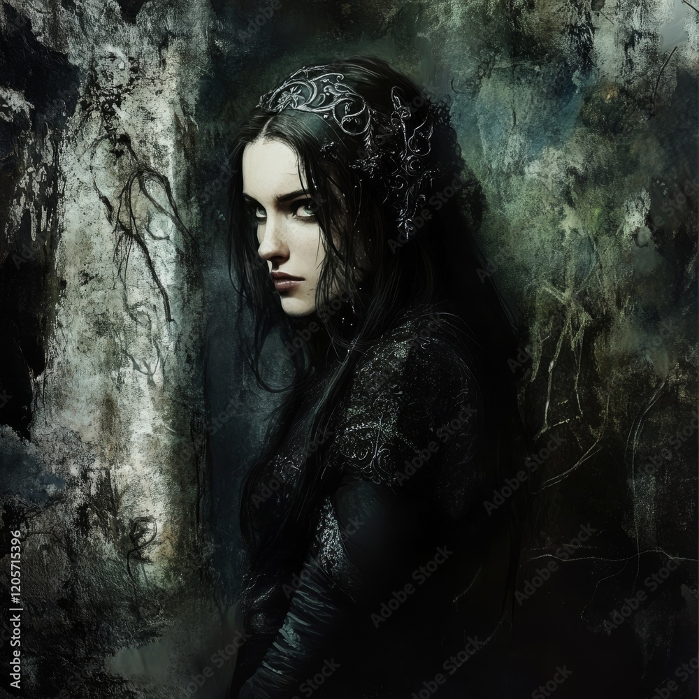 Portrait of a Woman in Dark Clothing and Headpiece Portrait of a Woman in Dark Clothing and Headpiece