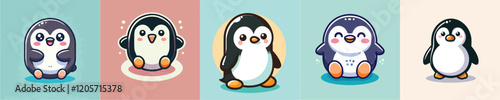 Collection of cute penguin vectors