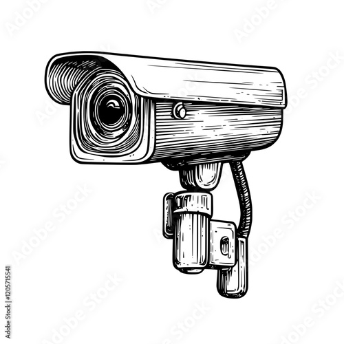 Surveillance camera mounted on wall captures security monitoring task in urban environment. Generative AI