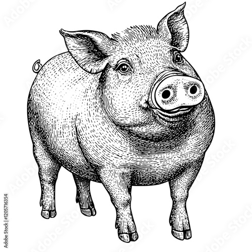 Wallpaper Mural Happy pig standing on a farm with lush surroundings during a sunny day in a rural setting. Generative AI Torontodigital.ca