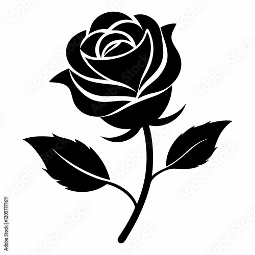 Rose Flower black silhouette vector illustration