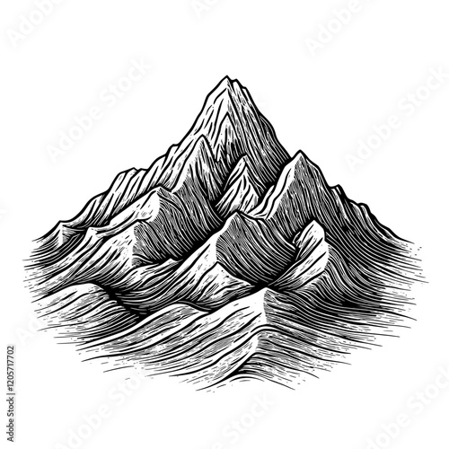 Majestic mountain range showcasing intricate textures and natural beauty during daylight hours in a minimalist style. Generative AI