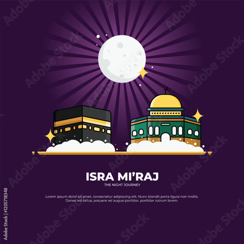 isra miraj vector greeting. night journey. vector illustration. can be used for background, social media, and banner