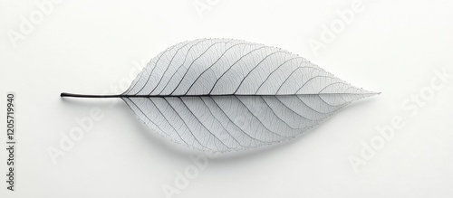 Delicate Skeletonized Leaf on White Background