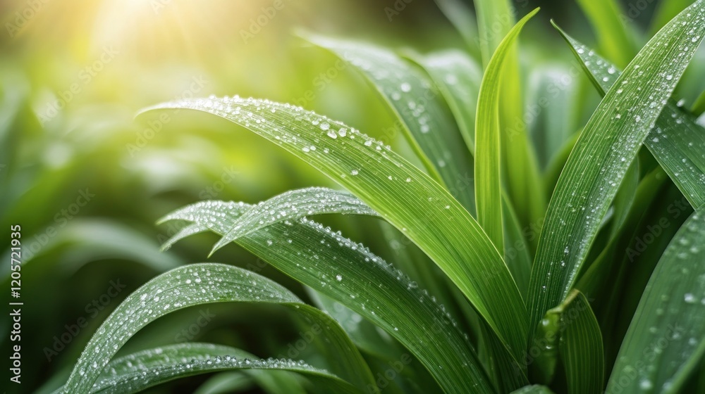 Dew-kissed leaves, sunrise, garden, freshness Dew-kissed leaves, sunrise, garden, freshness