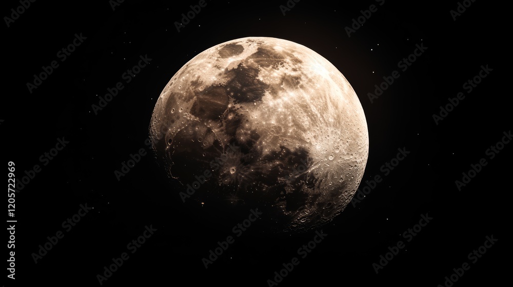 Fototapeta premium The moon during a solar eclipse, casting a deep cosmic shadow over Earth, as planets and stars glow in the vast universe